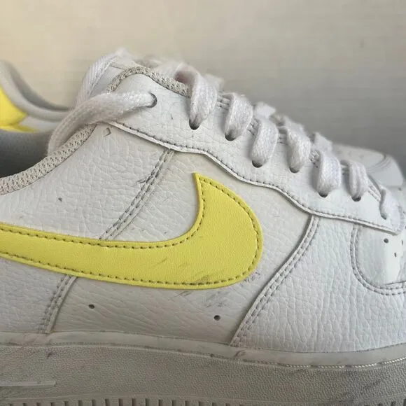 Nike Air Force 1‎ White Yellow Swoosh Sneakers Classic Lifestyle Athletic Shoes