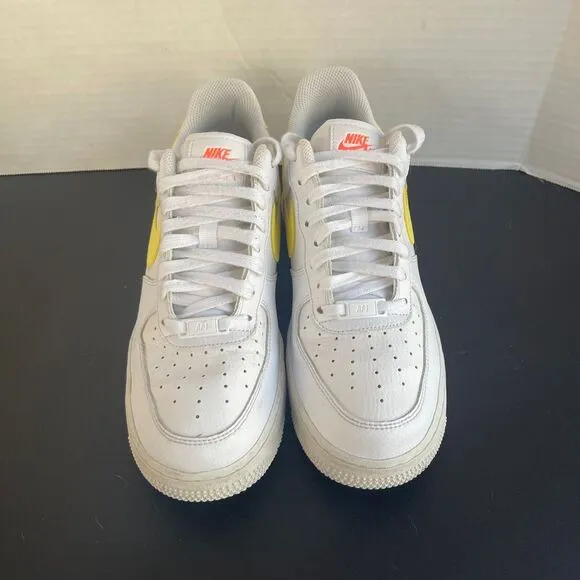 Nike Air Force 1‎ White Yellow Swoosh Sneakers Classic Lifestyle Athletic Shoes