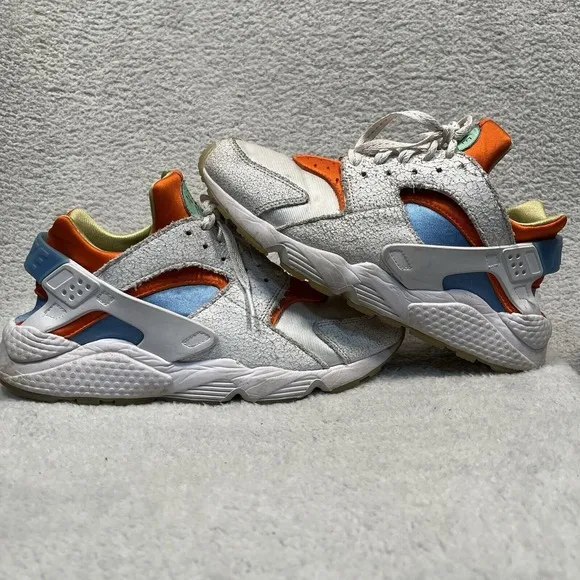 Nike Air Huarache White Safety Orange Men's US 8.5 Sneakers Athletic Shoes