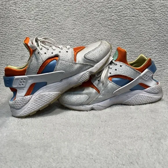 Nike Air Huarache White Safety Orange Men's US 8.5 Sneakers Athletic Shoes
