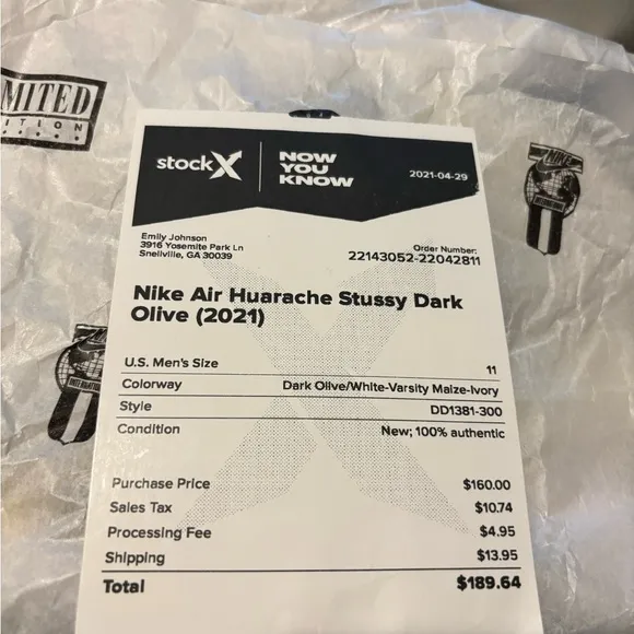 Nike air Hurarache Stussy Dark olive(2021) limited edition
