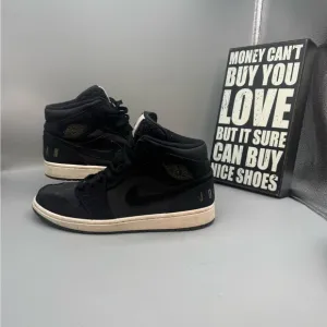 Nike Air Jordan 1 Mid Men's Size 12 US BQ6579-001 Black Suede Athletic Shoes