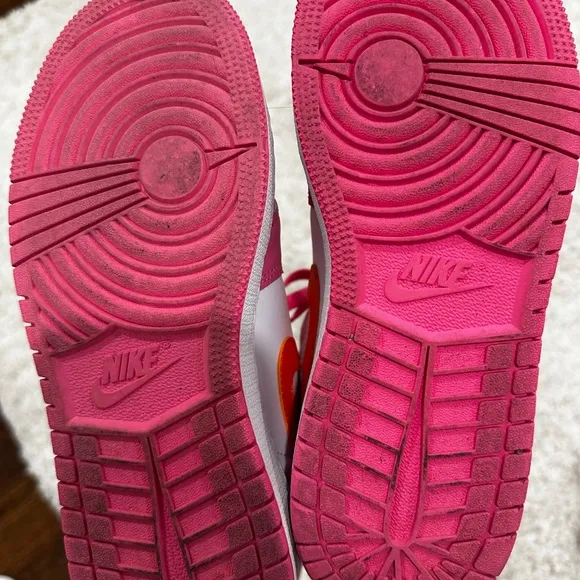 Nike Air Jordan 1 Mid Pinksicle Safety Orange GS Youth shoes 5Y