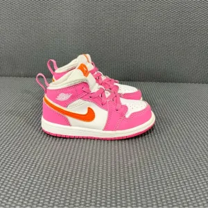Nike Air Jordan 1 Mid TD Pinksicle Safety Orange Toddler Sneaker Shoes Size 8C