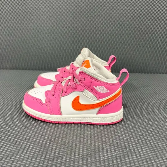 Nike Air Jordan 1 Mid TD Pinksicle Safety Orange Toddler Sneaker Shoes Size 8C