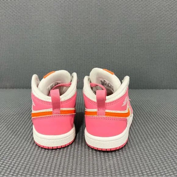 Nike Air Jordan 1 Mid TD Pinksicle Safety Orange Toddler Sneaker Shoes Size 8C
