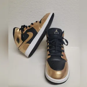 Nike Air Jordan Black and Gold Sneakers