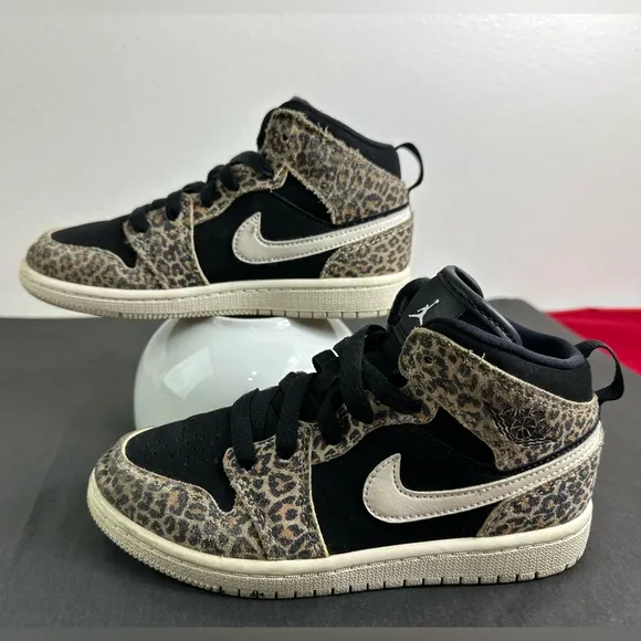 Nike Air Jordan Kids' 1 Mid SE &quot;Cheetah&quot; Sneakers, Sz 13C