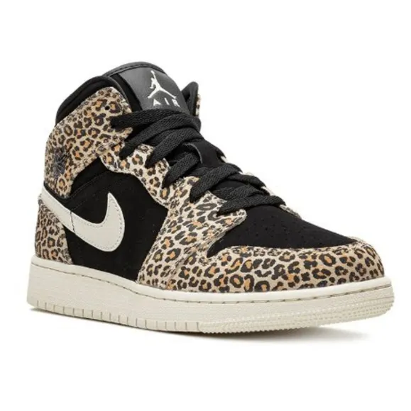 Nike Air Jordan Kids' 1 Mid SE &quot;Cheetah&quot; Sneakers, Sz 13C