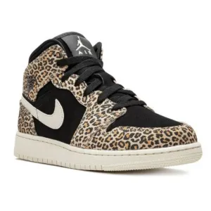 Nike Air Jordan Kids' 1 Mid SE &quot;Cheetah&quot; Sneakers, Sz 13C