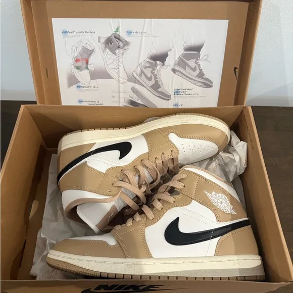 Nike Air Jordan mid Sneakers in Tan and Black w 9/ m 7.5