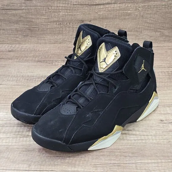 Nike Air Jordan True Flight Men' Size 10.5 Black Gold Sneakers (342964-070)