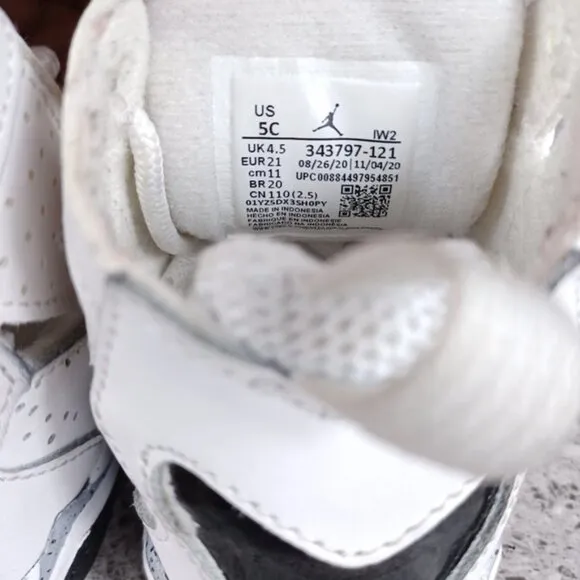 Nike Air Jordan True Flight Sneakers White Kid Shoes 5C