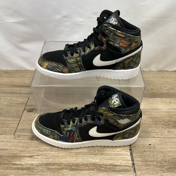 Nike Air Jordan Youth Retro 1 BHM 739640-045  Sneakers Shoes Size 7Y Womens 8.5