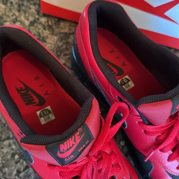 Nike Air Max 1 ltr premium Red leather Sneakers EUC 10.5