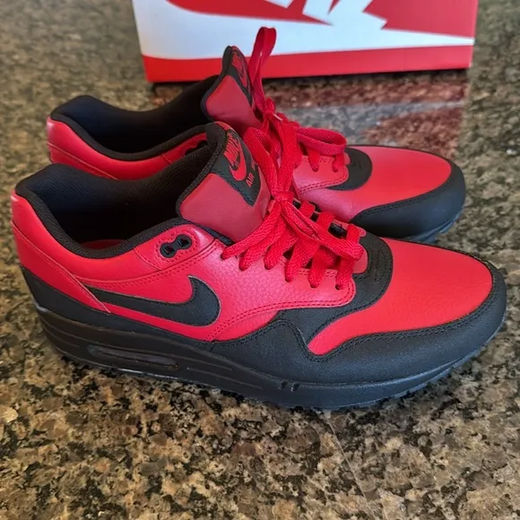 Nike Air Max 1 ltr premium Red leather Sneakers EUC 10.5