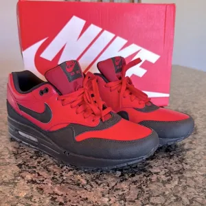 Nike Air Max 1 ltr premium Red leather Sneakers EUC 10.5