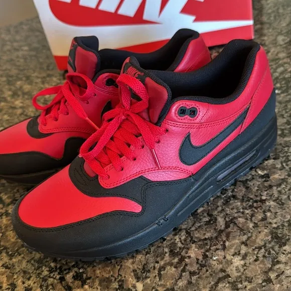 Nike Air Max 1 ltr premium Red leather Sneakers EUC 10.5