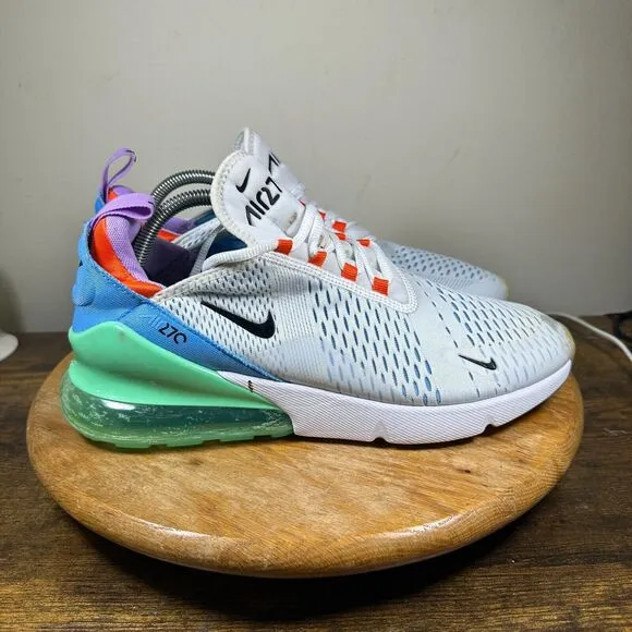 Nike‎ Air Max 270 White Black Safety Orange Shoes Men's Size 10.5 DX2347-100