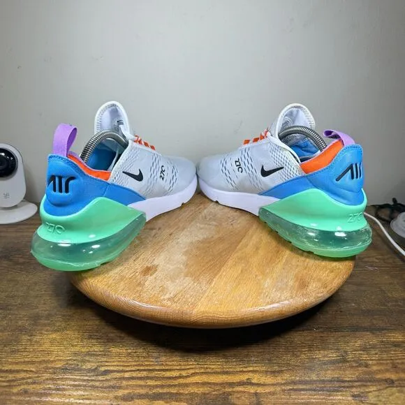 Nike‎ Air Max 270 White Black Safety Orange Shoes Men's Size 10.5 DX2347-100