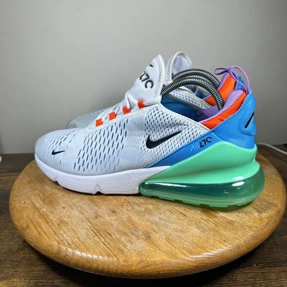 Nike‎ Air Max 270 White Black Safety Orange Shoes Men's Size 10.5 DX2347-100