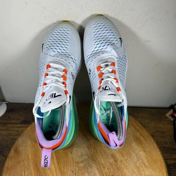 Nike Air Max 270 White Black Safety Orange Shoes Men's Size 9.5 DX2347-100