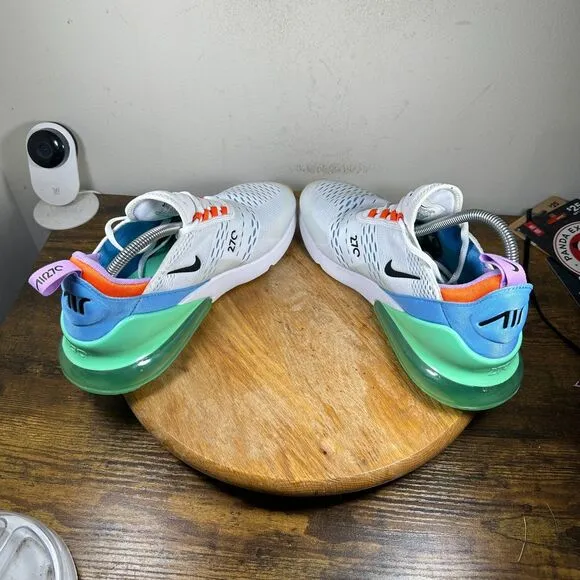 Nike Air Max 270 White Black Safety Orange Shoes Men's Size 9.5 DX2347-100