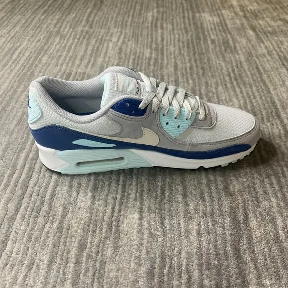 Nike Air Max 90 Mens 9.5 White Platinum Glacier Blue Men's Shoes NEW
