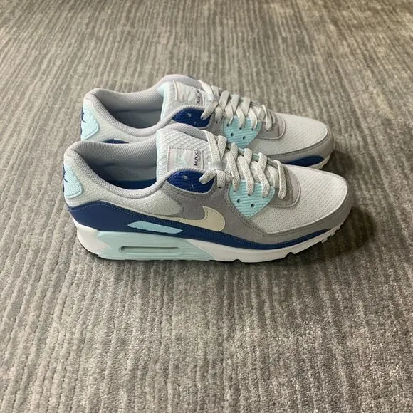 Nike Air Max 90 Mens 9.5 White Platinum Glacier Blue Men's Shoes NEW