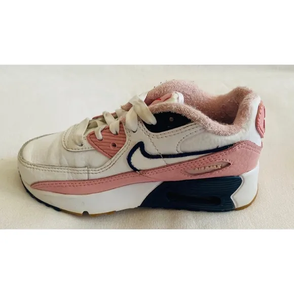 Nike Air Max 90 SE Low White Pink Glaze Gum Sneakers Shoes Youth Girls Size 11 C