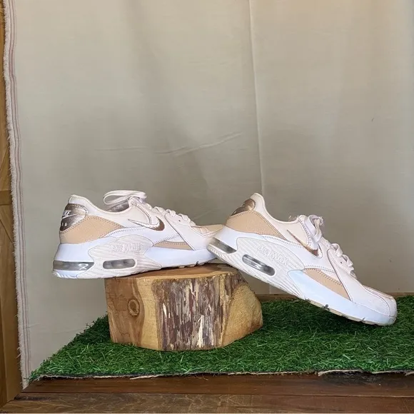Nike Air Max White and Tan Sneakers