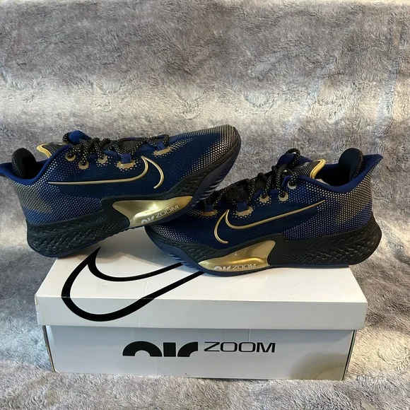 Nike Air Zoom BB NXT Blue Metallic Gold Size 13 DS