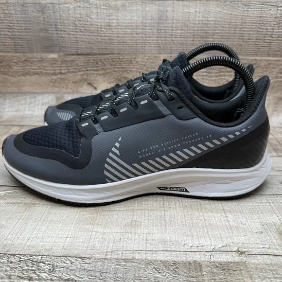 Nike Air Zoom Pegasus 36 Shield Running Shoes Womens 8.5 8 1/2 Cool Grey Black