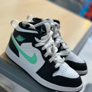Nike Black and White Sneakers with Green Accents