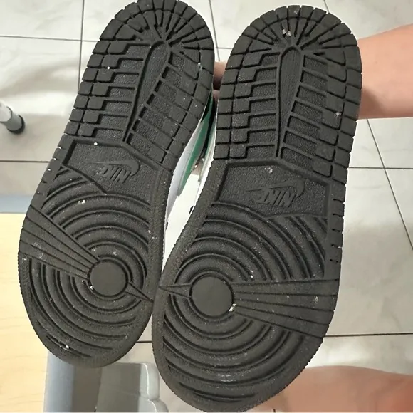 Nike Black and White Sneakers with Green Accents