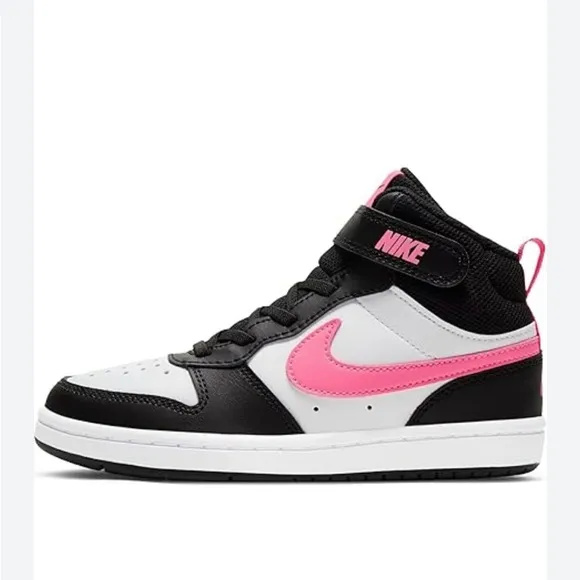 Nike Black and White Sneakers with Pink Swoosh