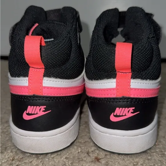 Nike Black and White Sneakers with Pink Swoosh