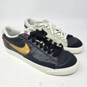 Nike Blazer Low '77 Premium Men's Size 8.5 Black Gold Athletic‎ Shoes Sneakers.