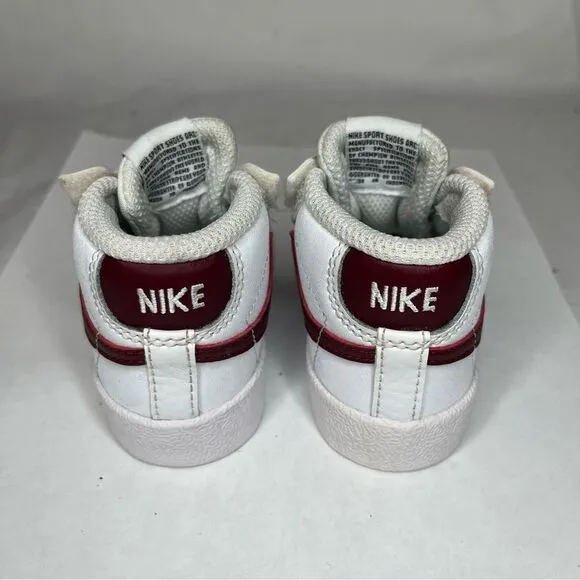 Nike Blazer Mid 77 Team Red Shoes Sneakers DA4088-102 White Infant Baby Boys 3