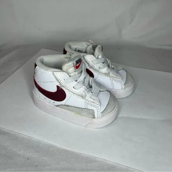 Nike Blazer Mid 77 Team Red Shoes Sneakers DA4088-102 White Infant Baby Boys 3
