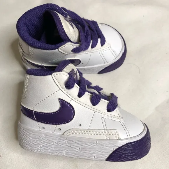 Nike Blazer mid white and purple baby sneakers shoes