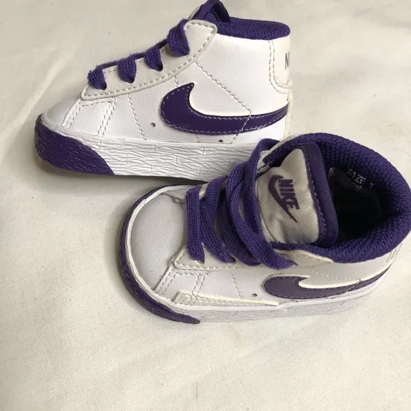 Nike Blazer mid white and purple baby sneakers shoes