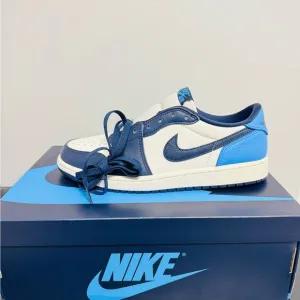 Nike Blue and White Sneakers Air Jordan 1Low Obsidian