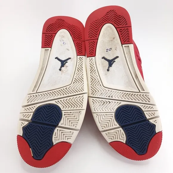 Nike Boys Air Jordan 4 408452-617 Red Basketball Shoes Sneakers Size 7Y
