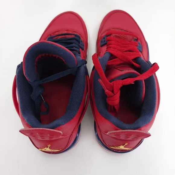 Nike Boys Air Jordan 4 408452-617 Red Basketball Shoes Sneakers Size 7Y