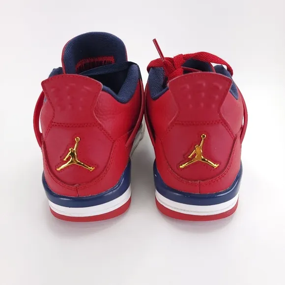 Nike Boys Air Jordan 4 408452-617 Red Basketball Shoes Sneakers Size 7Y