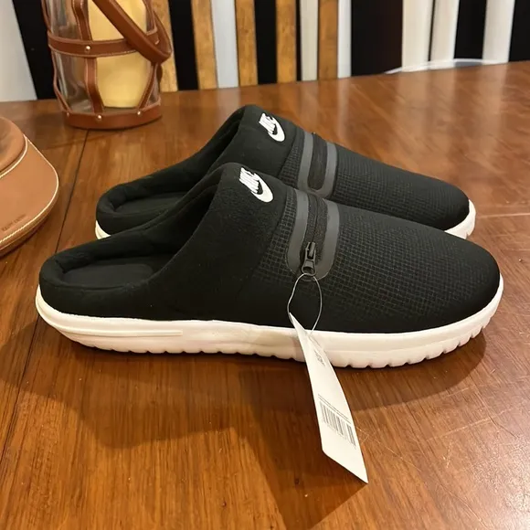 Nike Burrow NA zip Slides Slippers Shoes new DJ3130 001 mens sizes black white