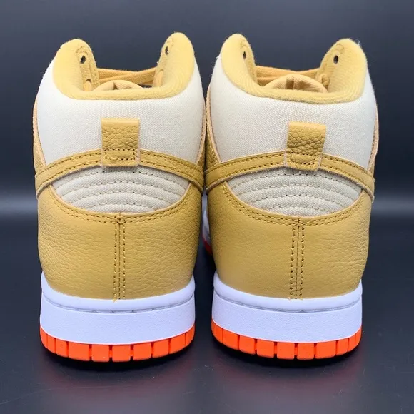 Nike Dunk Hi Premium Wheat Gold Safety Orange Shoes Men’s Sz 8 Women's Sz 9.5