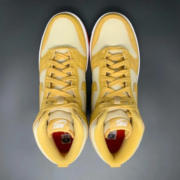 Nike Dunk Hi Premium Wheat Gold Safety Orange Shoes Men’s Sz 8 Women's Sz 9.5