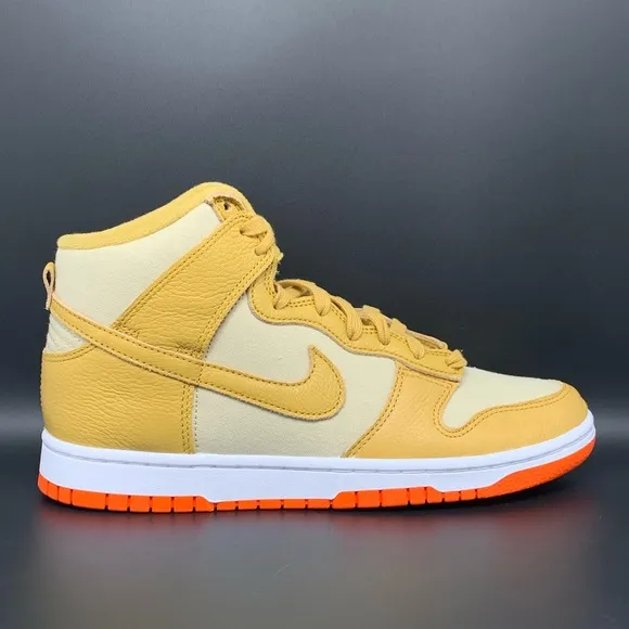 Nike Dunk Hi Premium Wheat Gold Safety Orange Shoes Men’s Sz 8 Women's Sz 9.5